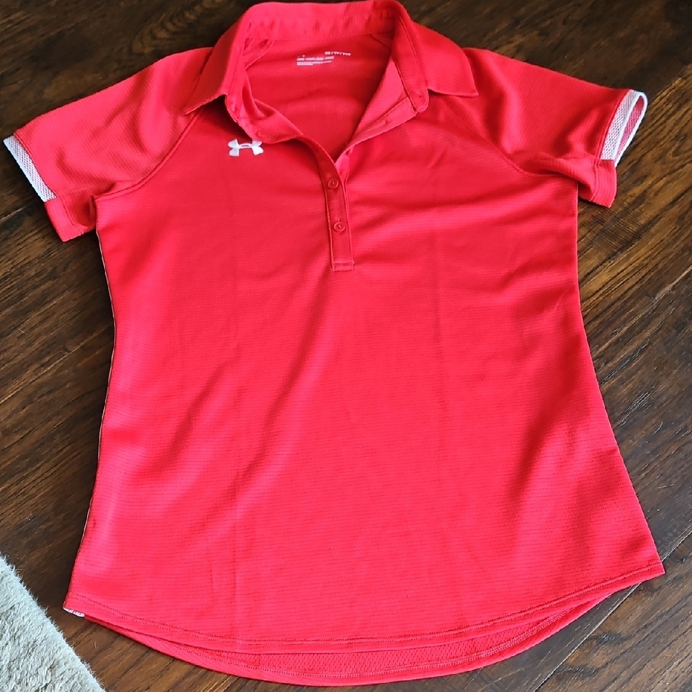 Under Armour Scarlet Red Polo Golf shirt NWOT Sz XS ✨️5/$30